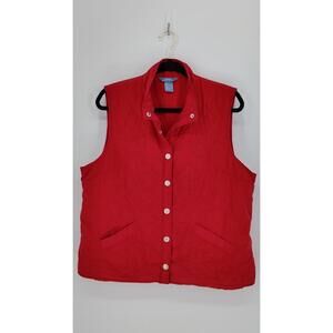 Napa Valley Red Quilted Vest Size L Polyester Shell Filling Lining Snap‎ Closure
